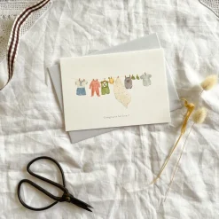 Cottontails Baby Cards*Baby clothes washing line card 'Congratulations'
