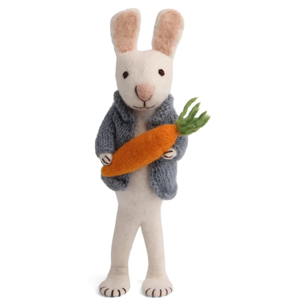 Cottontails Baby Felt Bunnies | Soft Toy Bunnies*En Gry & Sif little white hare - cardigan & carrot