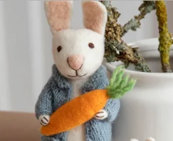 Cottontails Baby Felt Bunnies | Soft Toy Bunnies*En Gry & Sif little white hare - cardigan & carrot