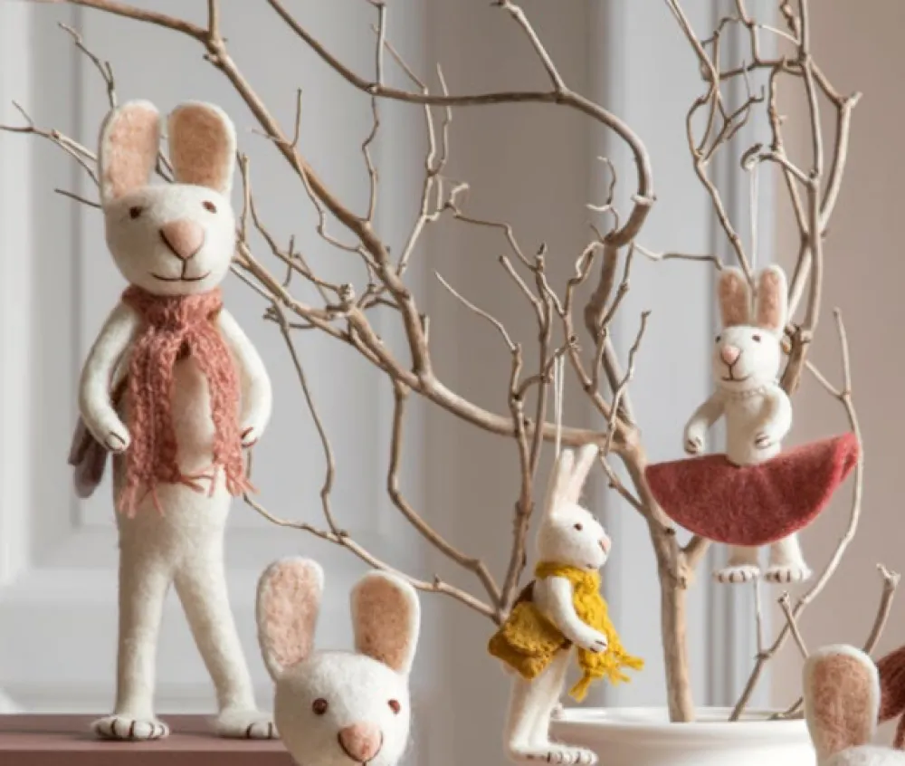 Cottontails Baby Felt Bunnies | Soft Toy Bunnies*En Gry & Sif little white hare - scarf & bag