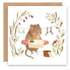 Cottontails Baby Cards*Greeting Card - Housework Mouse
