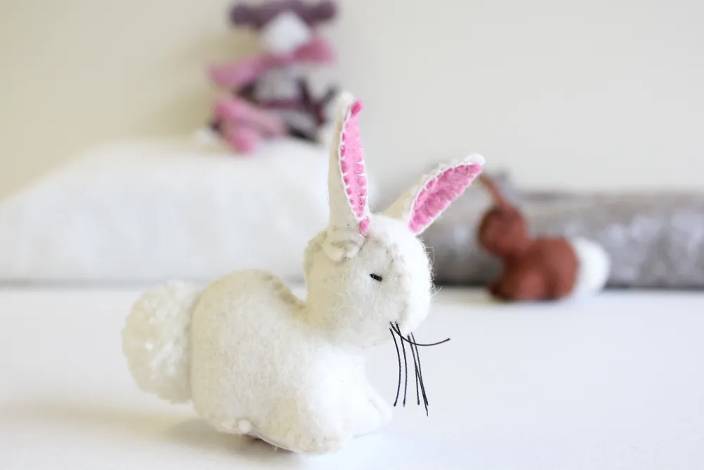 Cottontails Baby Felt Bunnies | Soft Toy Bunnies*Handmade little felt rabbit - white