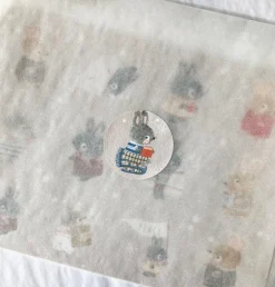 Cottontails Baby Stickers & Stationery | Bunny Cards & Stationery*Handmade Paper Stickers - Cosy Bunnies