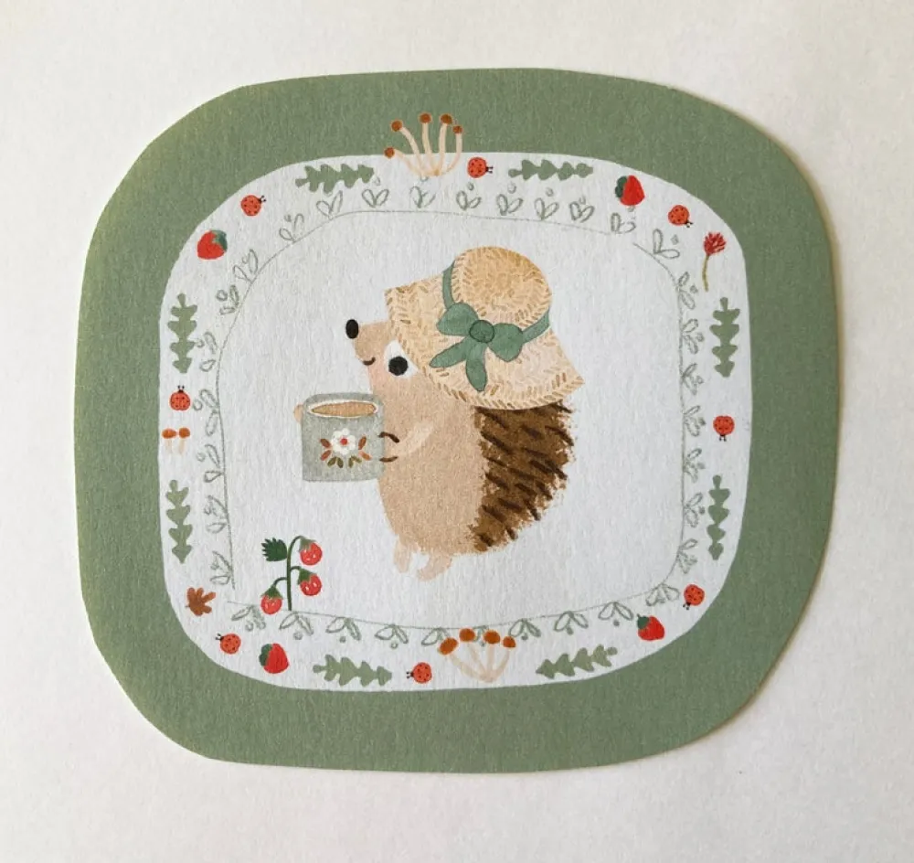Cottontails Baby Stickers & Stationery | Bunny Cards & Stationery*Handmade Paper Stickers - Hedgehog & Bunny
