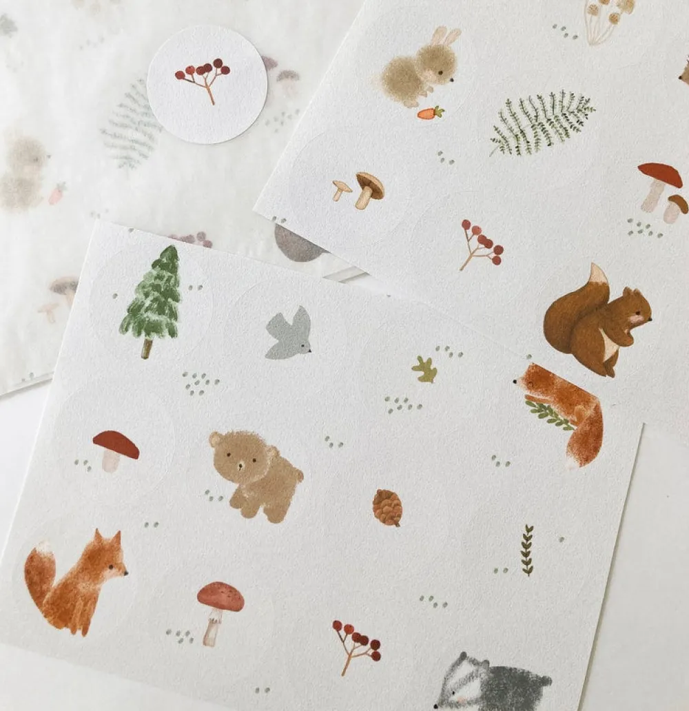 Cottontails Baby Stickers & Stationery | Craft & Stickers*Handmade Paper stickers - White Woodland