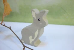 Cottontails Baby Wooden Bunnies | Wooden Toys*Little wooden woodland animal - grey rabbit