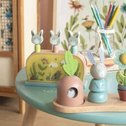 Cottontails Baby Wooden Bunnies | Wooden Toys*Moulin Roty Three Rabbits Wooden Stacking Toy