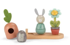 Cottontails Baby Wooden Bunnies | Wooden Toys*Moulin Roty Three Rabbits Wooden Stacking Toy
