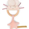 Cottontails Baby Comforters & Rattles*Moulin Roty wooden ring rattle - pink & cream mouse