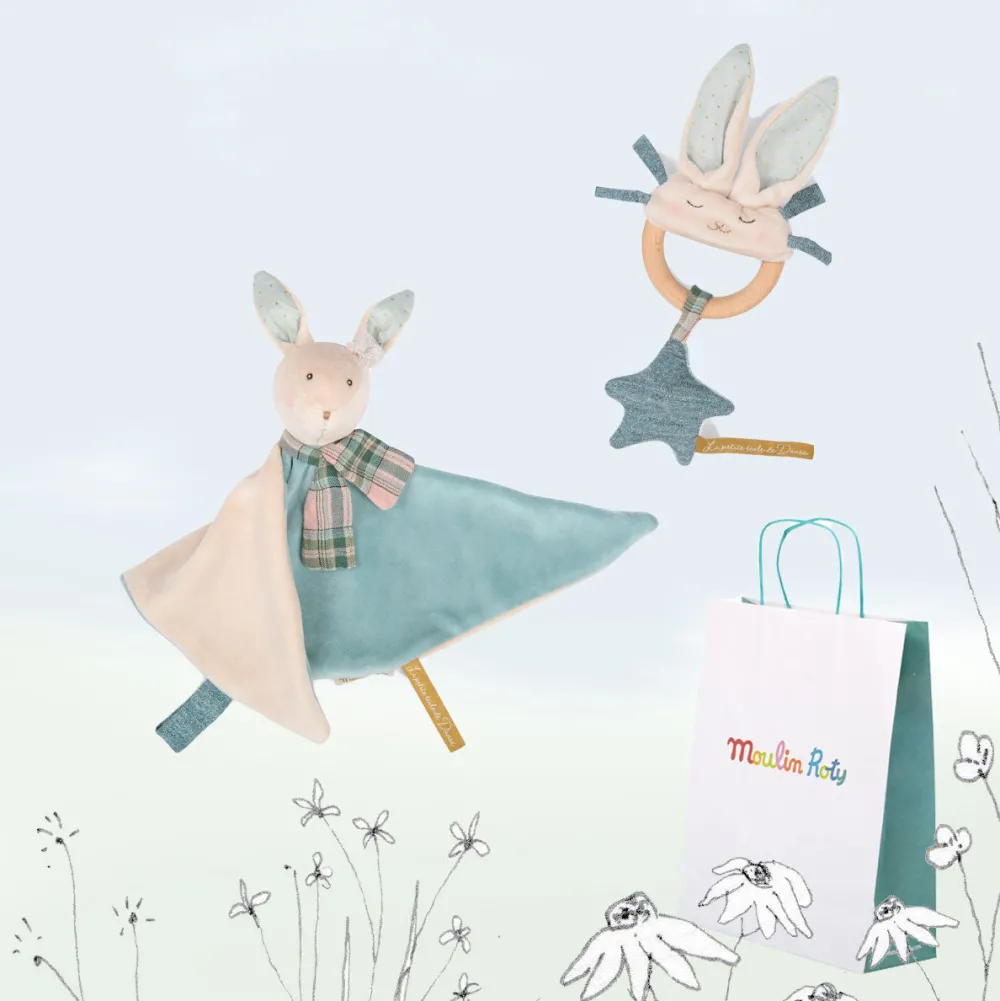 Cottontails Baby Bunnies For Babies | Handpicked Gift Sets*New Baby Gift Set - two blue bunnies