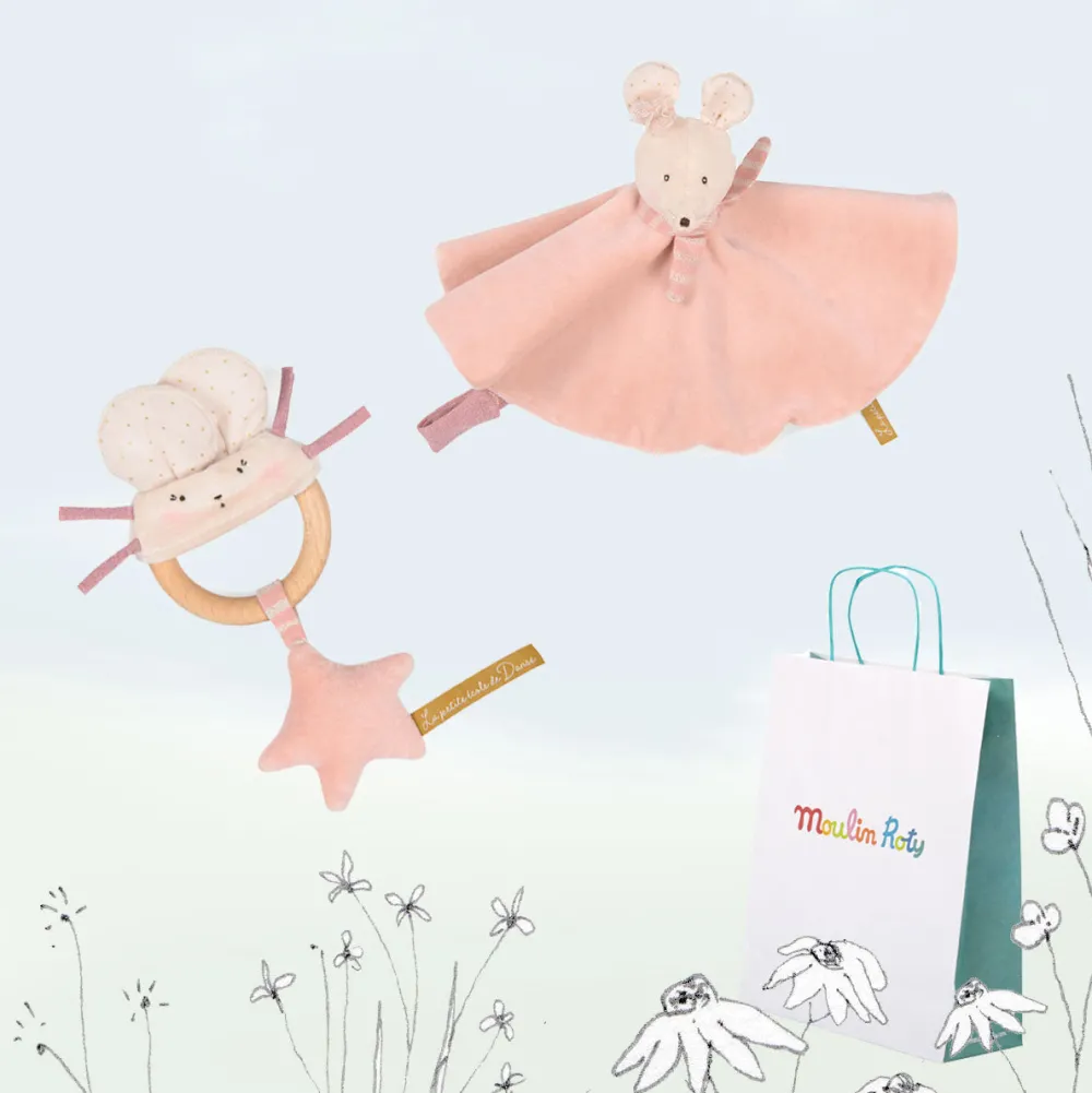 Cottontails Baby Handpicked Gift Sets | Comforters & Rattles*New Baby Gift Set - two pink mice