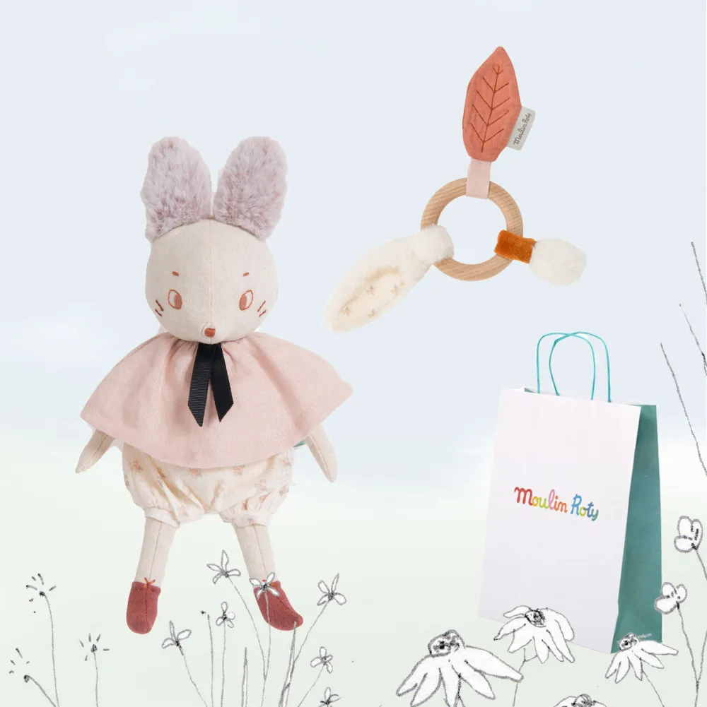 Cottontails Baby Bunnies For Babies | Comforters & Rattles*New Baby Gift-wrapped Set - bunny ears