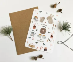 Cottontails Baby Cards | Bunny Cards & Stationery*Postcard & Envelope - Bunny Teatime
