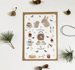 Cottontails Baby Cards | Bunny Cards & Stationery*Postcard & Envelope - Bunny Teatime