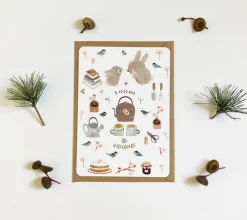 Cottontails Baby Cards | Bunny Cards & Stationery*Postcard & Envelope - Bunny Teatime
