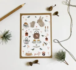 Cottontails Baby Cards | Bunny Cards & Stationery*Postcard & Envelope - Bunny Teatime